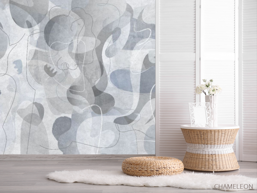 Фотошпалери Геометричні силуети синя - 2