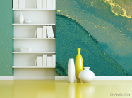Фотошпалери Зелений fluid art з золотом - 3