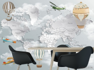 Фотошпалери Карта з повітряними кулями українською - 1