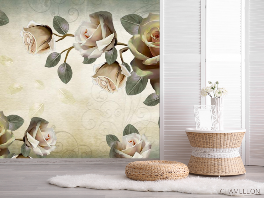 Фотошпалери троянди на бежевому фоні - 2