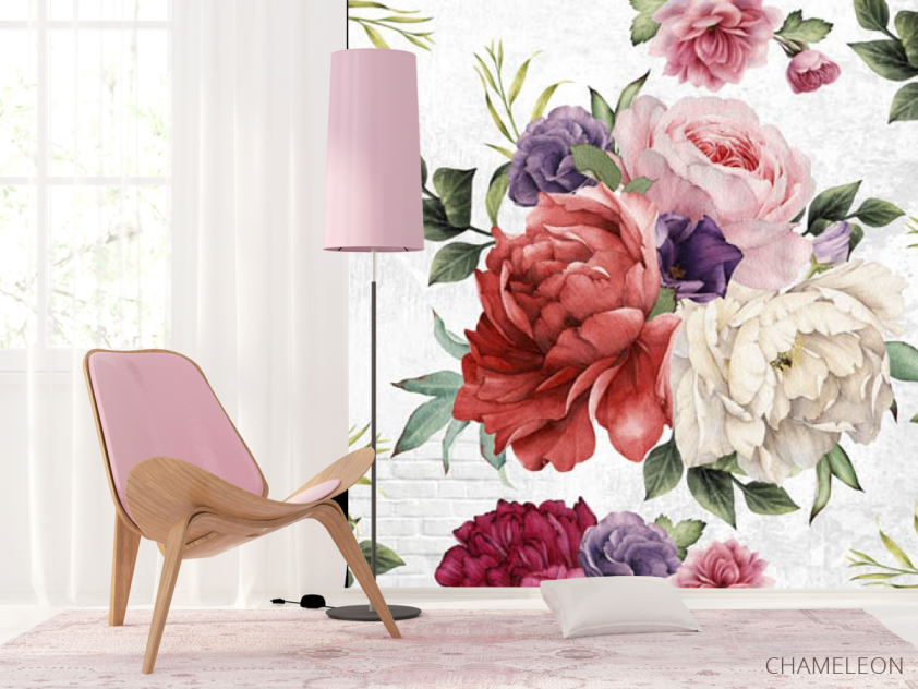 Фотошпалери Вінтажні яскраві квіти - 4