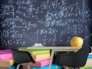 Фотошпалери Крейдована дошка та книги - 1