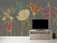 Фотообои Золотые 3д цветы - 2