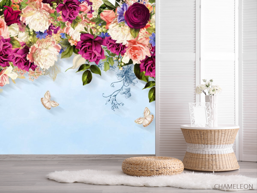 Фотошпалери Яскраві квіти зі стелі - 2