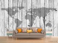 Фотообои Карта на фоне дерева - 1