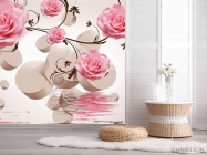 ФотообоиРозовые троянди і 3д сфери - 2
