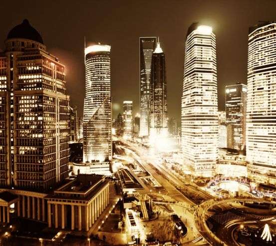 Фотообои ярий вечерний мегаполис сепия 20527