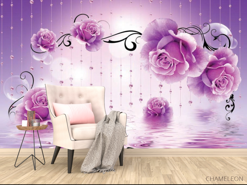 Фотообои Фиолетовые 3d цветы - 4