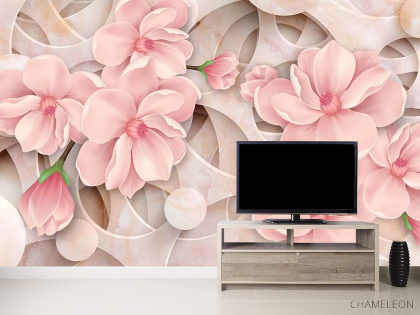 Фотообои 3д цветы розовые - 2