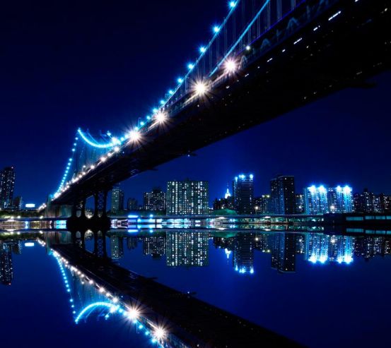 Фотообои Мост вода ночь New York 1998