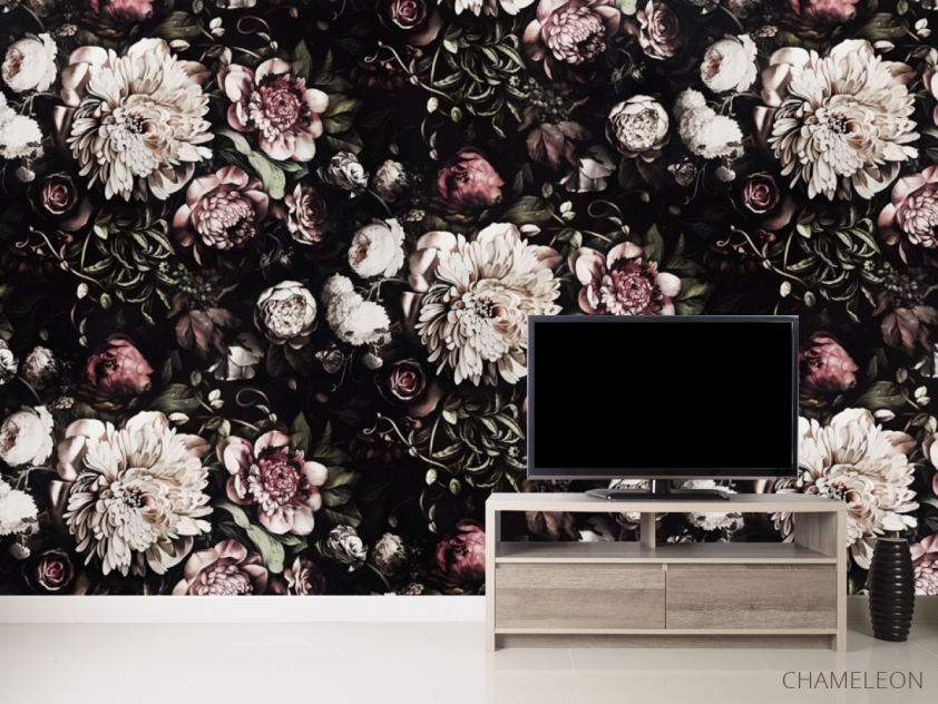 Фотообои Классические цветы на черном фоне - 2