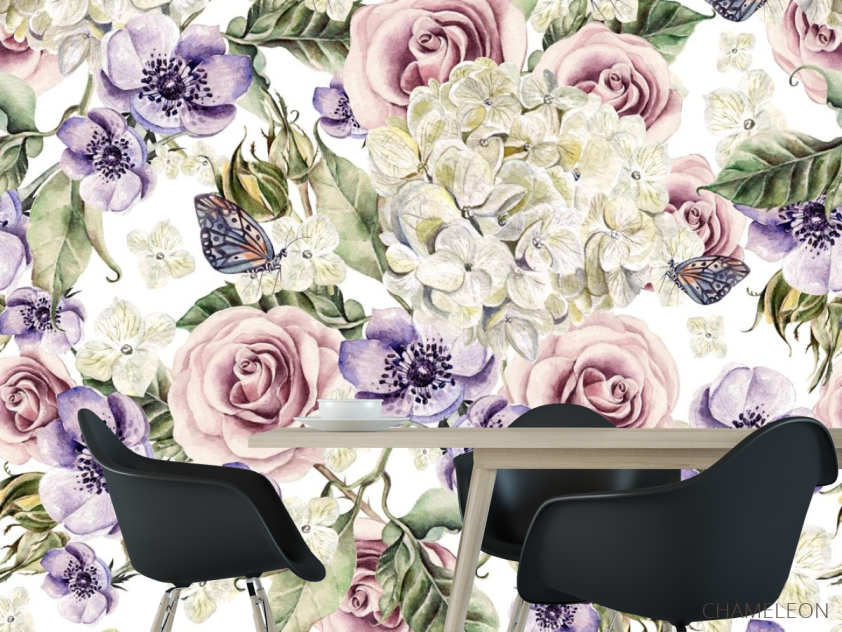 Фотообои цветы акварелью - 1