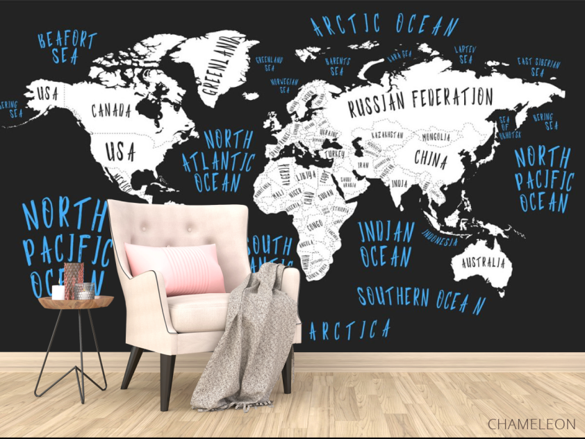 Фотообои Карта на черном фоне - 4