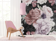 Фотошпалери Вінтажні квіти на чорному - 4