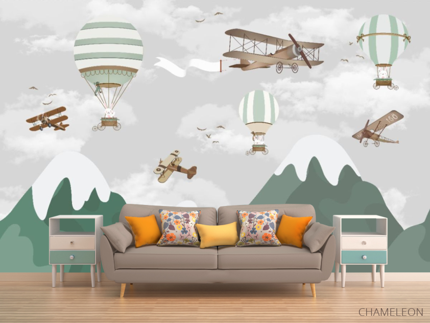 Фотообои детские горы и самолеты - 1