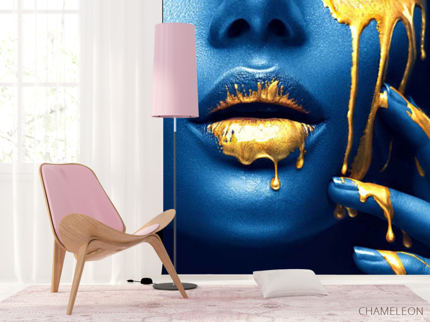 Фотошпалери Арт губи і золото - 4