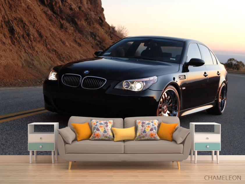 Фотообои черный BMW в горах - 1