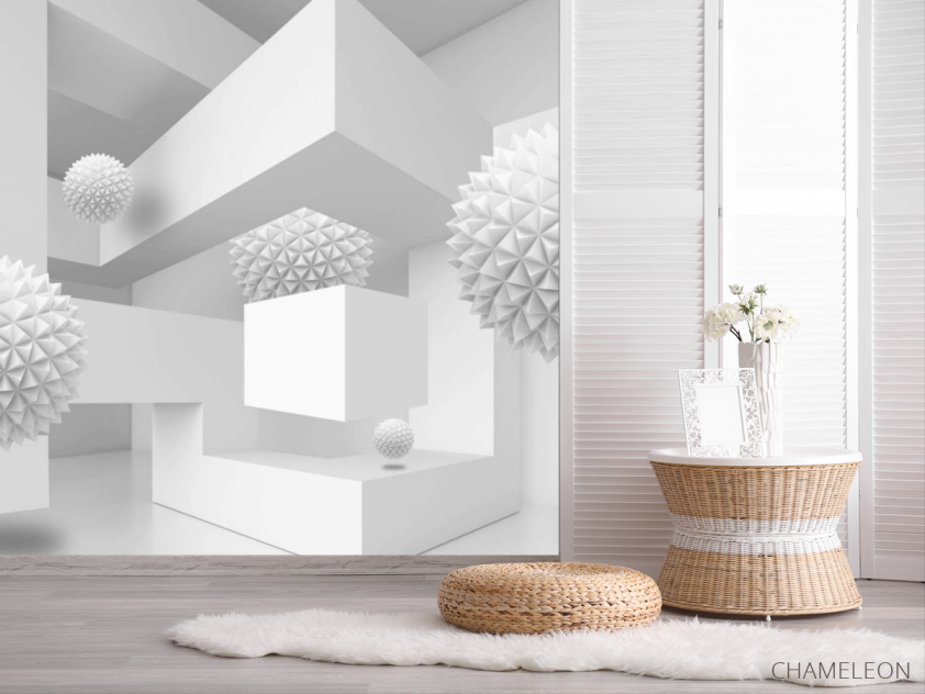 Фотошпалери сірі сфери 3д - 2