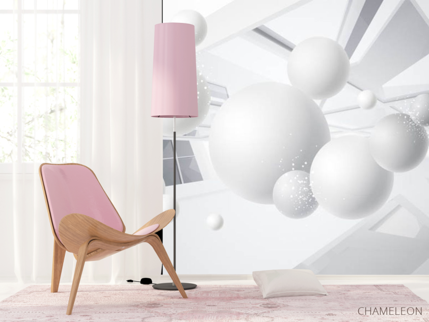 Фотошпалери сірі кулі 3д - 4