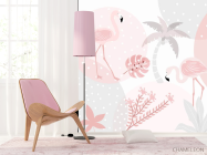 Фотошпалери фламінго і пальми - 4