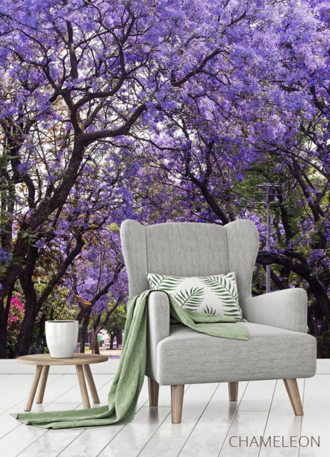 Фотообои аллея с синими деревьями - 3