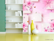 Фотошпалери 3д квадрати з квітами - 3