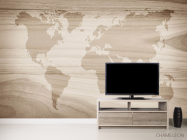 Фотообои Карта мира на фоне дерева - 2