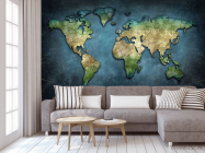 Фотообои Карта мира в синих тонах - 3