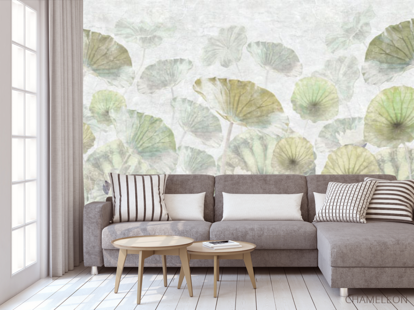 Фотообои Листья лотоса туманные - 3