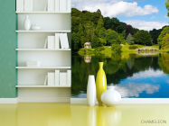 Фотошпалери будиночок і місток над озером - 3