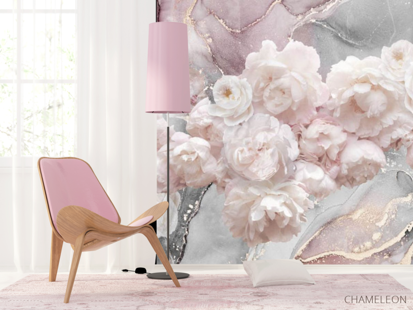 Фотошпалери півонії на тлі флюїду - 4