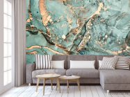 Фотообои Бирюзовый флюид с золотом - 3