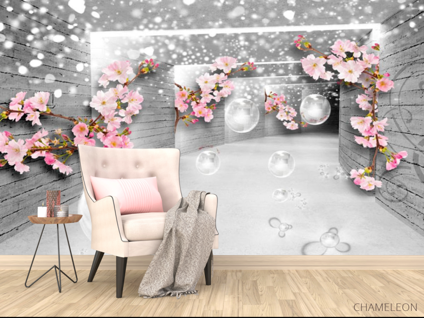 Фотообои Тонель с розовой сакурой - 4