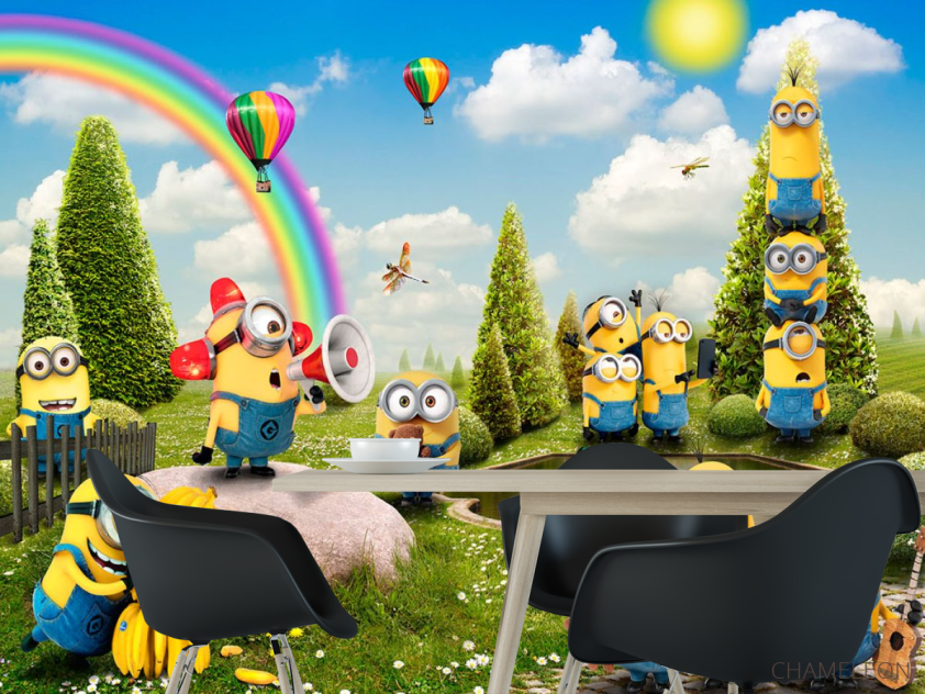 Фотошпалери Міньйони на галявині - 1