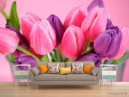 Фотообои Розовые и фиолетовые тюльпаны - 1