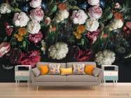 Фотообои Винтажные цветы на черном - 1