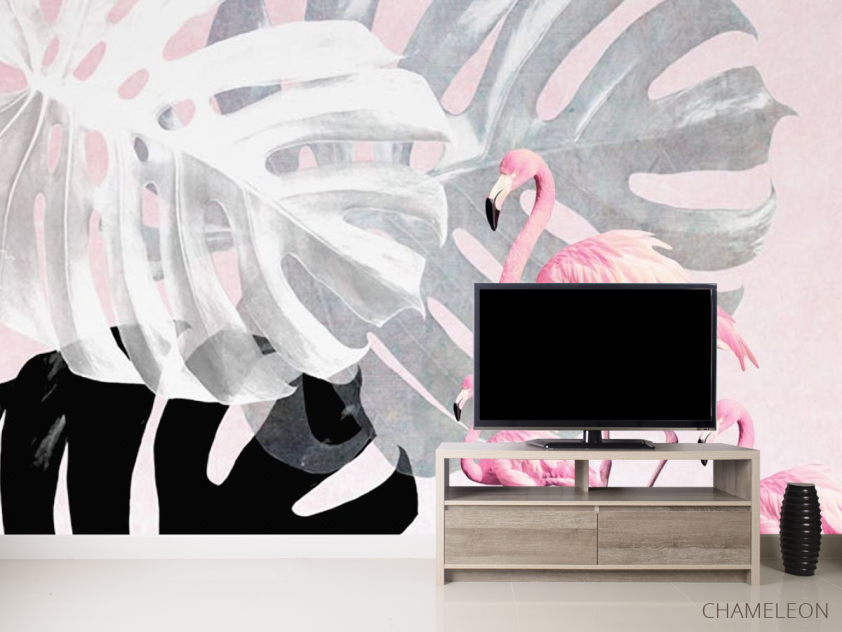 Фотообои Фламинго и Монстера - 2