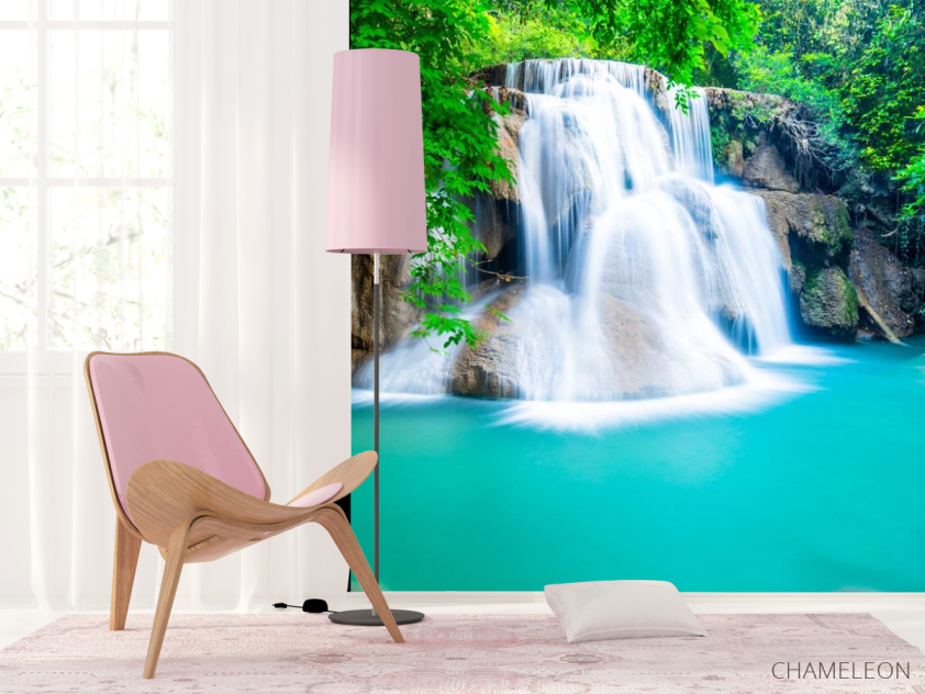 Фотошпалери водоспад і бірюзове озеро - 4