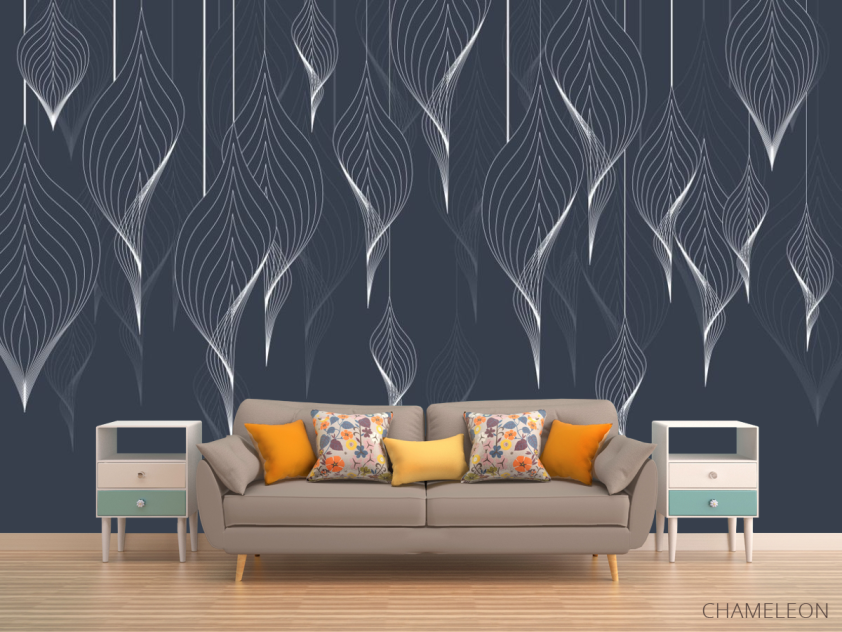 Фотообои листья в стиле line art - 1