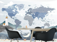 Фотошпалери Карта англійською в морському стилі англійською - 1