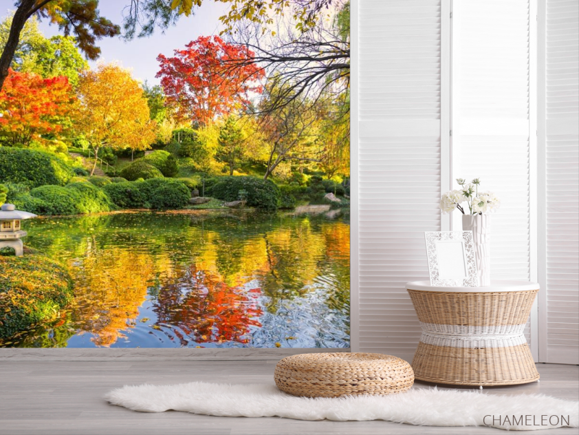 Фотошпалери осінній ліс над озером - 2