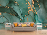 Фотообои бирюзовый флюид с золотом - 1