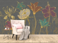 Фотообои Золотые 3д цветы - 4