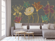 Фотообои Золотые 3д цветы - 3