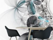 Фотошпалери сіро-бірюзові абстрактні квіти - 1