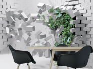 Фотошпалери Цегляна стіна з квіткою - 1