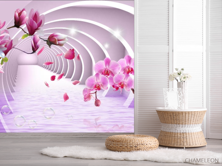 Фотошпалери Тунель і орхідеї 3d - 2