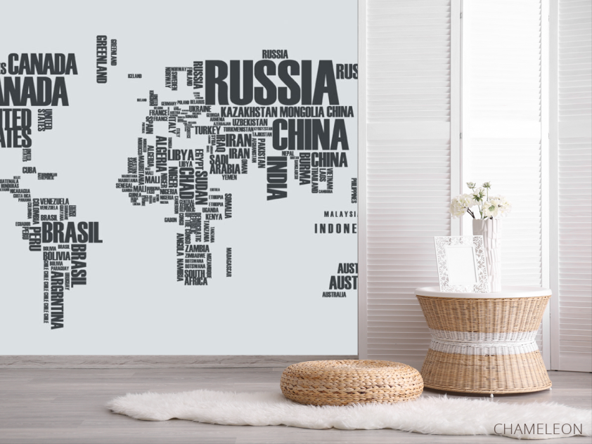 Фотошпалери Карта материків написами - 2