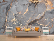 Фотообои Серый Fluid art с золотом - 1