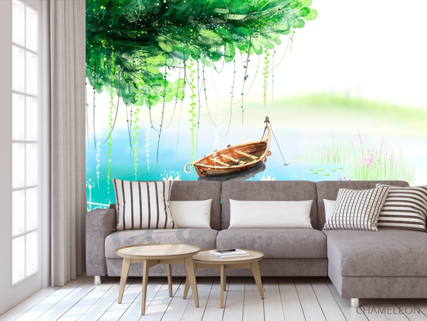 Фотообои лодка на озере - 3